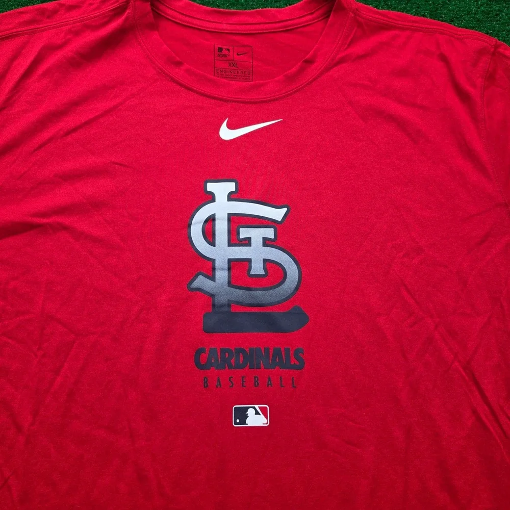 Nike MLB St Louis Cardinals Shirt Mens 2XL Red Long Sleeve Baseball Training NWT